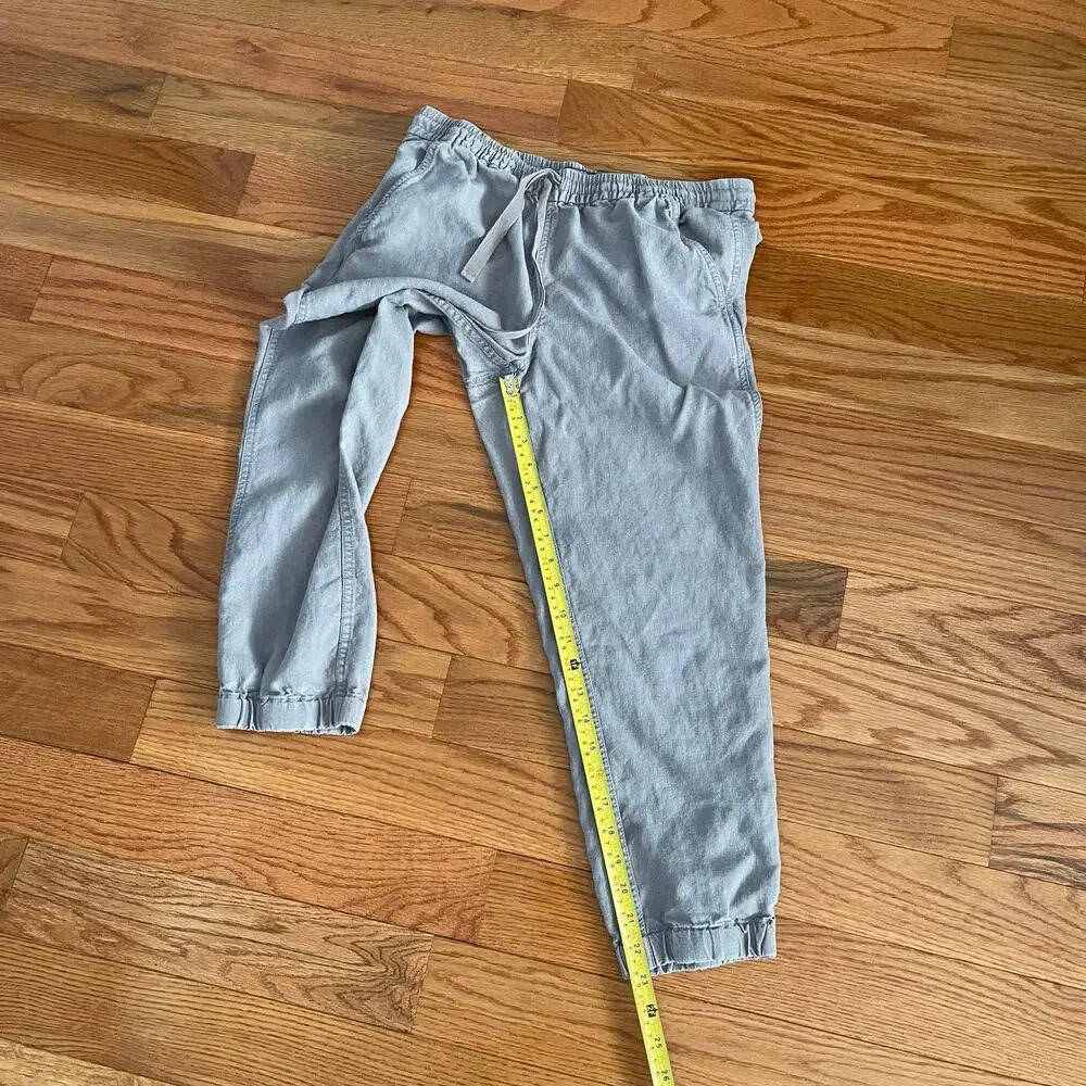 J. Crew Point Sur Seaside Pant 4 Gray Linen Blend High Rise Jogger Casual Crop